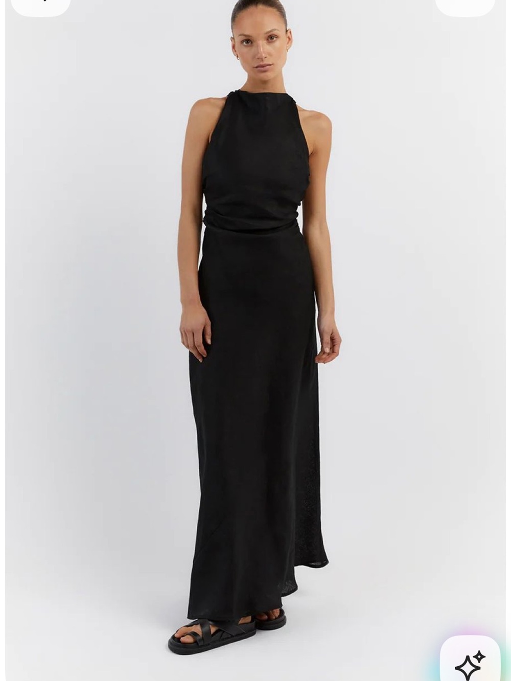 DISSH Black Sleeveless Dress with Draped Neckline